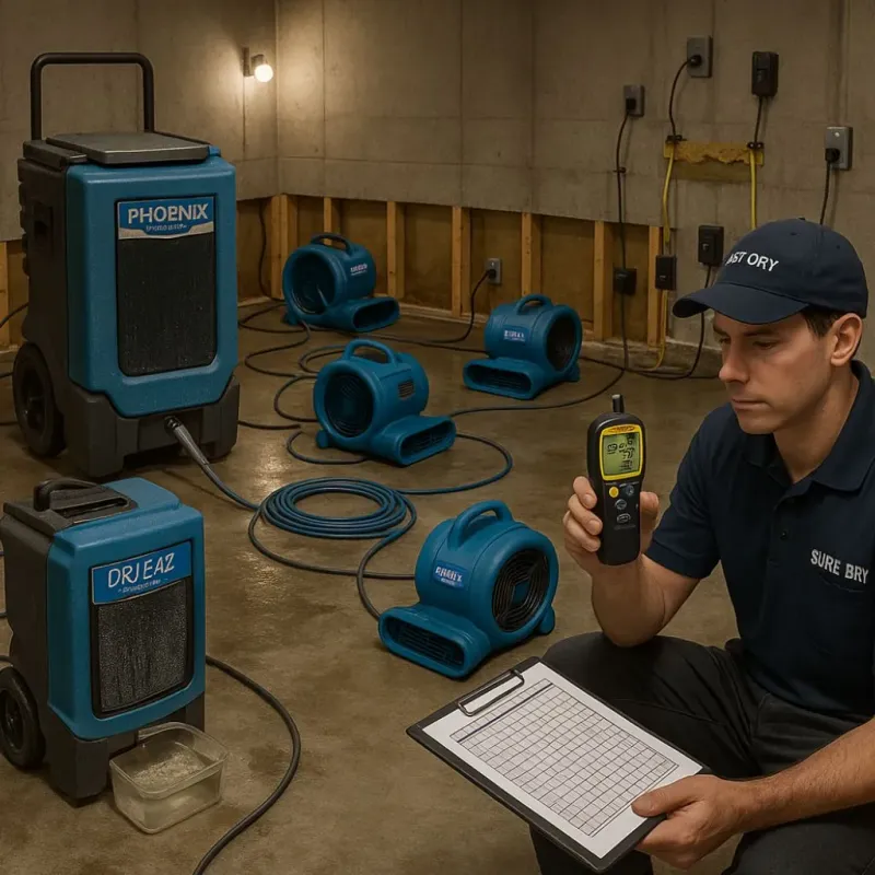 Structural Drying and Dehumidification process in Rush Springs, OK